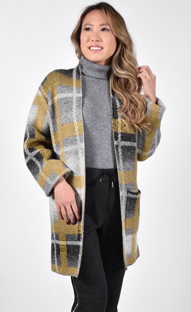 Frank Lyman Plaid Sweater Jacket – ModeAlise - Main Image