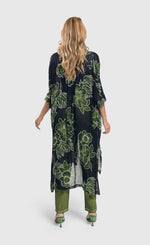 Load image into Gallery viewer, Back full body view of the alembika royal/green floral jacket.

