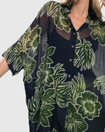 Load image into Gallery viewer, Front close-up view of the alembika royal/green floral jacket.
