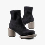 Load image into Gallery viewer, Side view of the all black footwear mod stretch bootie in black and grey
