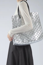Load image into Gallery viewer, All Black Silver Pebble Bag
