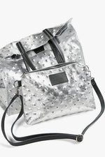 Load image into Gallery viewer, All Black Silver Pebble Bag
