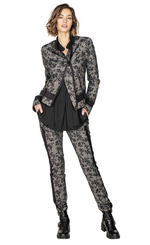 Load image into Gallery viewer, Front full body view of a woman wearing the Beate Heymann Printed Flower Black/Grey Pant
