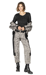 Load image into Gallery viewer, Front full body view of a woman wearing the Beate Heymann Grey Melange Roll Up Trousers
