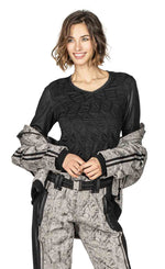 Load image into Gallery viewer, Front top half view of a woman wearing the beate heymann black bubble top
