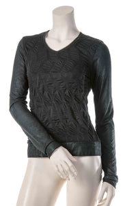 Front top half view of the beate heymann black bubble top