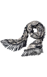 Load image into Gallery viewer, birdseye view of the Beate Heymann Black and Cream Floralis Scarf
