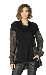 Load image into Gallery viewer, Front top half view of the beate heymann microflower sweatblouse in black.
