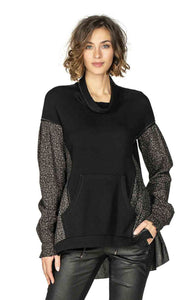 Front top half view of the beate heymann microflower sweatblouse in black.