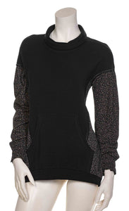 Front top half view of the beate heymann microflower sweatblouse in black.