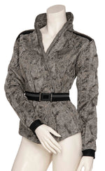 Load image into Gallery viewer, Front top half view of the Beate Heymann Melange Grey Jacquard Wrap Jacket
