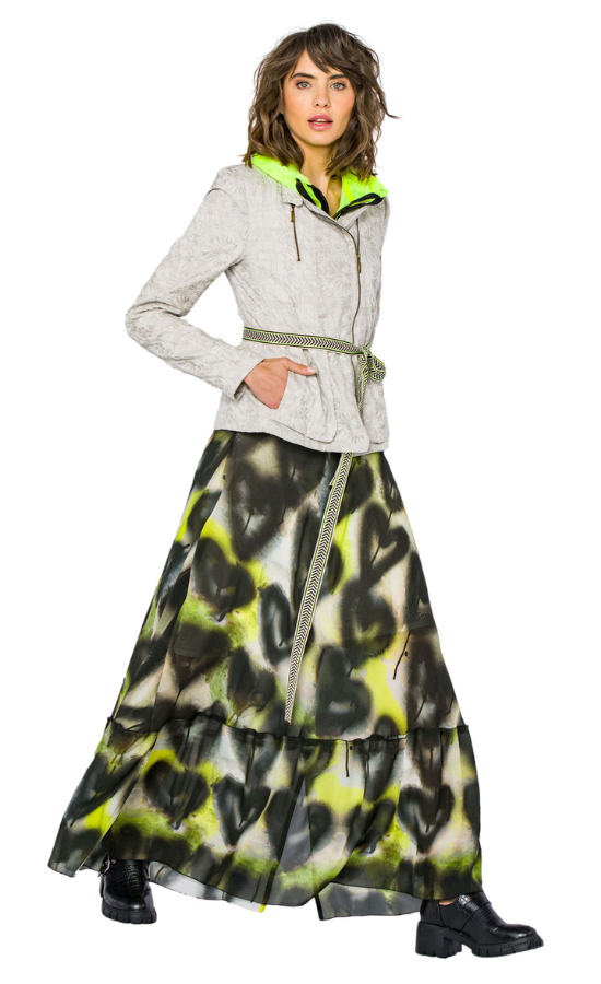 Beate Heymann Neon Green/Black Graffiti Long Skirt