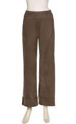 Load image into Gallery viewer, Front  view of the beate heymann pleather culotte pant in walnut.

