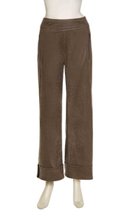 Front  view of the beate heymann pleather culotte pant in walnut.