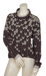 Load image into Gallery viewer, Front top half view of the Beate Heymann Aubergine Pullover.
