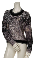 Load image into Gallery viewer, Front top half view of the Beate Heymann Black/Cream Ornament Top.
