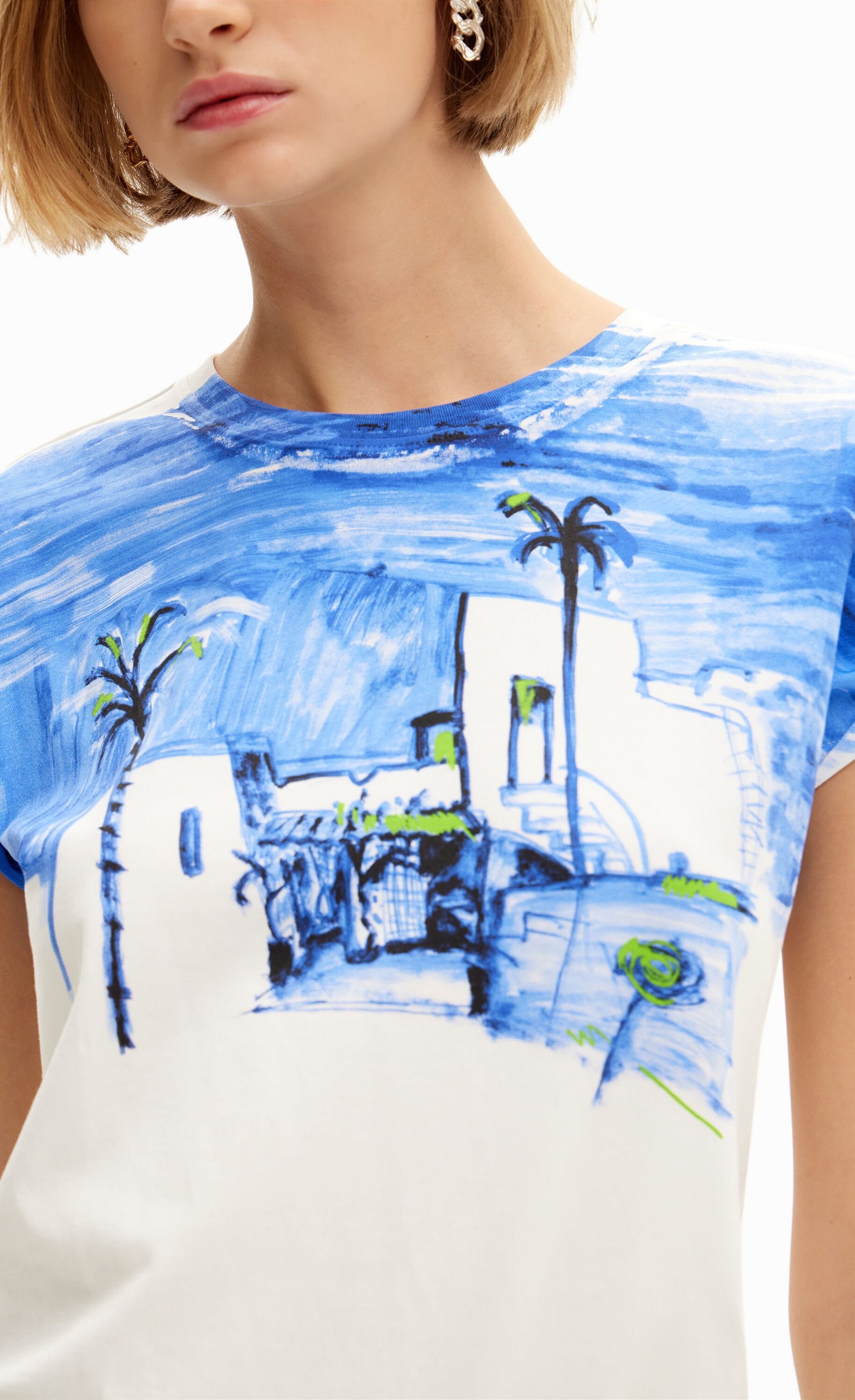 Desigual Blue Mediterranean Landscape T-Shirt