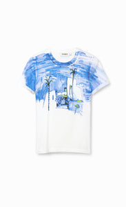 Desigual Blue Mediterranean Landscape T-Shirt