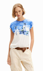 Load image into Gallery viewer, Desigual Blue Mediterranean Landscape T-Shirt
