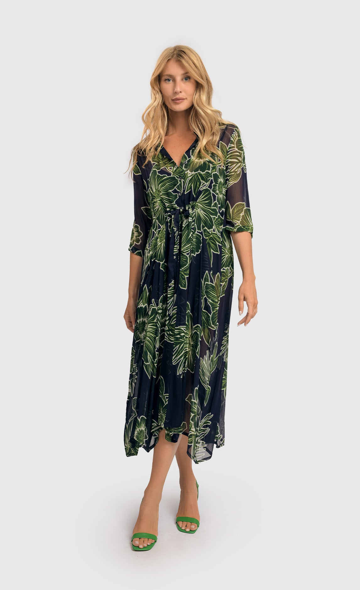 Alembika Royal/Green Ava Chiffon Maxi Dress