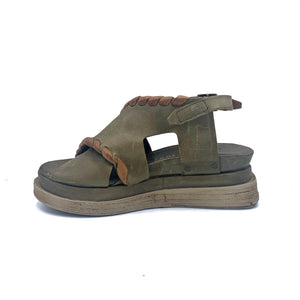 Inner side view of the A.S.98 Lumi sandal in green