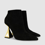 Load image into Gallery viewer, Outer and inner side view of the kat maconie sofi boots in black/gold.
