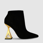 Load image into Gallery viewer, Outer side view of the kat maconie sofi boots in black/gold.
