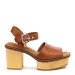 Load image into Gallery viewer, Side view of Kelsi Dagger Groove Auburn Platform Sandal
