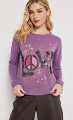 Load image into Gallery viewer, Front top half view of a woman wearing the lisa todd found love pullover
