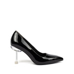 Load image into Gallery viewer, Outer view of the 4ccccees ohsa mora hi in black with a clear heel.
