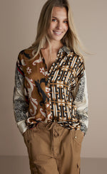 Load image into Gallery viewer, Summum Mixed Print Long Shirt Blouse
