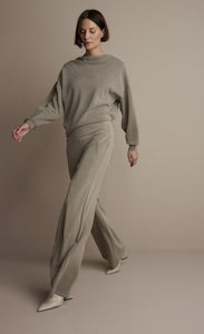 Front full body view of a woman wearing the Summum Clay Scuba Wide-Leg Sweatpant
