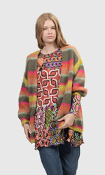 Load image into Gallery viewer, Front top half view of a woman wearing the Alembika Stripes Sweater
