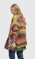 Load image into Gallery viewer, Back top half view of a woman wearing the Alembika Stripes Sweater
