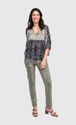 Load image into Gallery viewer, Front full body view of the Alembika Fossil Celestial Butterfly Blouse
