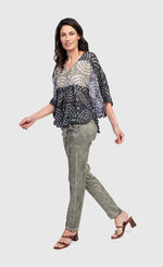 Load image into Gallery viewer, Front full body view of the Alembika Fossil Celestial Butterfly Blouse
