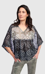 Load image into Gallery viewer, Front top half view of the Alembika Fossil Celestial Butterfly Blouse
