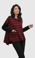 Load image into Gallery viewer, Front top half view of a woman wearing the Alembika Red Dynamite Swing Top
