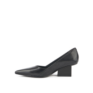 Inner side view of the united nude raila pump in black.