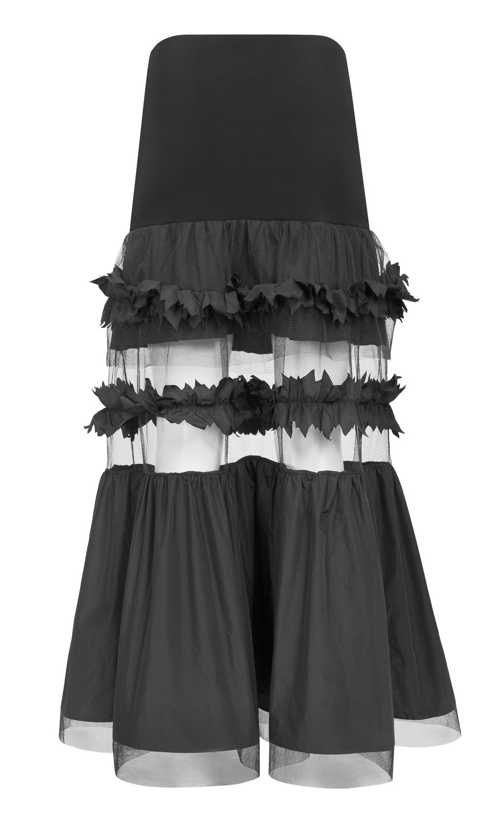 Front view of the xenia design ocan skirt in black