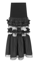 Load image into Gallery viewer, Back view of the xenia design ocan skirt in black
