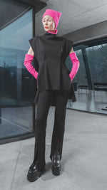 Load image into Gallery viewer, Front full body view of the Xenia Design Tile Pant in black.
