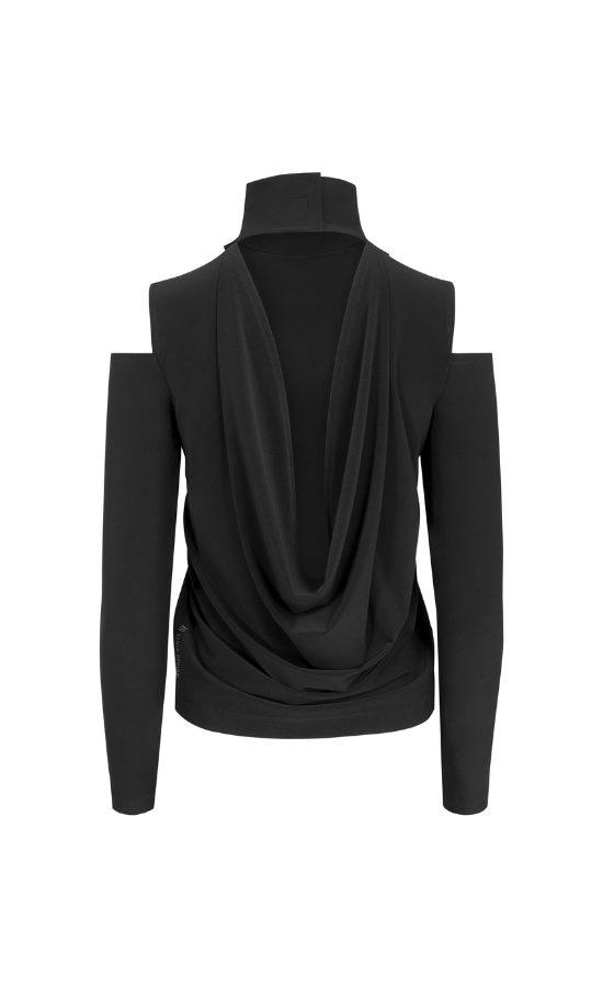 Back view of the xenia zaos top in black