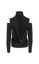 Load image into Gallery viewer, Back view of the xenia zaos top in black
