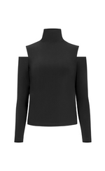 Load image into Gallery viewer, Front view of the xenia zaos top in black
