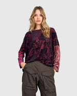 Load image into Gallery viewer, front view of velvet wine colored top
