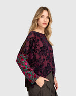 Load image into Gallery viewer, side view of velvet wine colored top
