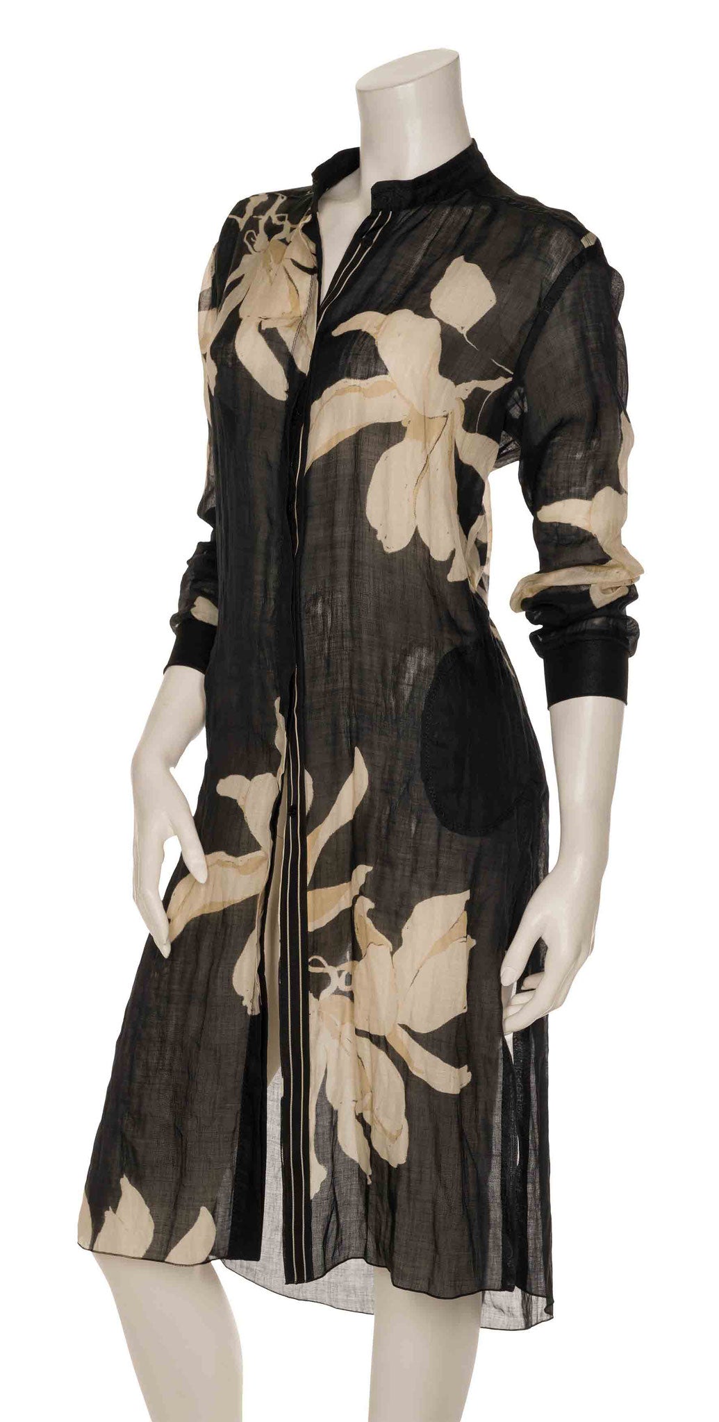 Front full body view of the Beate Heymann Black Ramie Magnolia Longshirt