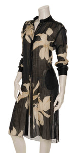Front full body view of the Beate Heymann Black Ramie Magnolia Longshirt