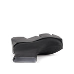 Load image into Gallery viewer, A black platform wedge shoe with a chunky geometric sole, shown from the top.

